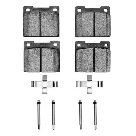 Dynamic Friction Co 5000 Advanced Brake Pads - Semi Metallic and Hardware Kit, Long Pad Wear, 1551-0044-04